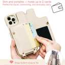 Crossbody Wallet Case for iPhone 16 Pro Max, Card Slot Phone Case with 360 Ring Stand, Built-in Makeup Mirror, Snap Closure, Adjustable Shoulder Strap, 6.9 Inch (White)