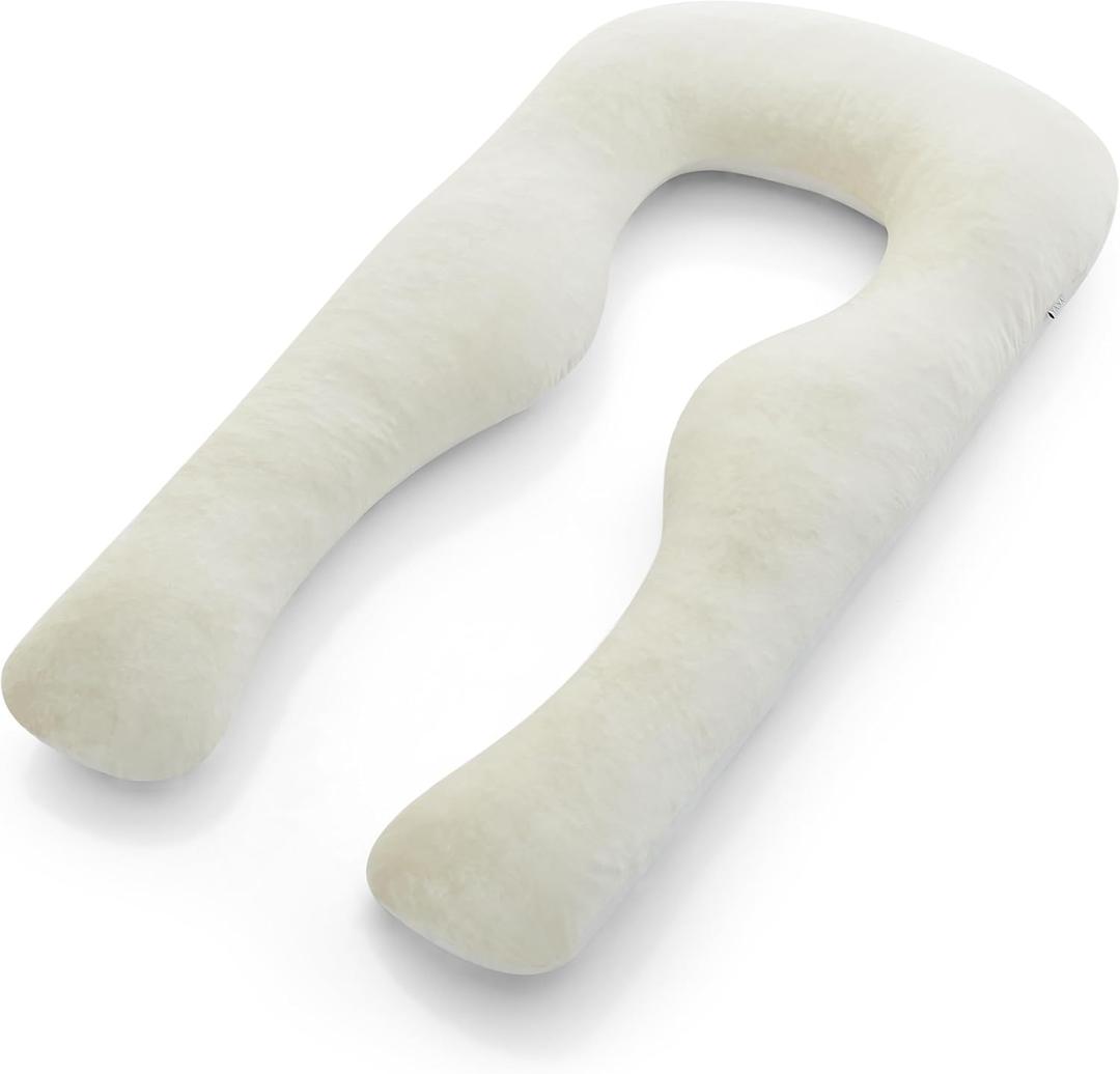 YANA 360 Body Pillow | Luxury U Shaped Pregnancy Pillow - Organic Bamboo Cotton - Shredded Cooling Gel Fill - Ergonomic Design - Double Sided - Washable