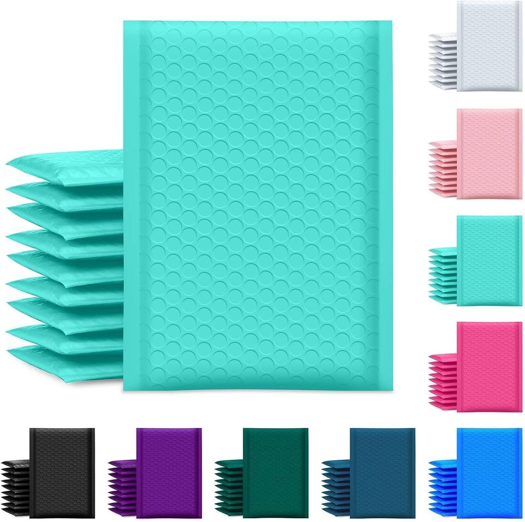 UCGOU Bubble Mailer 6x10 Inch 100 Pack Usable Size 6x9 Inch Teal Poly Padded Envelopes Waterproof Bubble Bags for Small Business Shipping Self Seal Mailing Envelopes for Jewelry Makeup Supplies