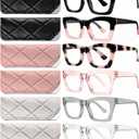 CCVOO 1.5 Style Reading Glasses for Women, Stylish Eyeglasses, Blue Light Readers, Cheaters, (A1 Mix)