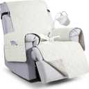 VANSOFY 100% Waterproof Recliner Chair Covers, Recliner Cover Non-Slip Dog Chair Cover Furniture Protector Washable Slipcover with Pocket, Elastic Straps for Pets, Dogs(Off White, 28")