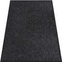 Indoor Outdoor Door Mat, 6' x 4' Doormat for Entryway, Rubber Backing Non Slip Front Door Mat Outside Entrance, Super Absorbent Commercial Floor Mat for Home Office, Black