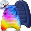 JAMBO Inflatable Surf Body Board with Handles, Boogie Board for Beach, Surfing Swimming Floating Surfboard Boards, Pool Floats Pool Beach Toy for Kids (Color Spiked Bodyboard) - 1 Pack