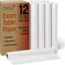 Caring Headrest Exam Table Paper, Smooth, 8.5" x 225", 12 Rolls/Case, Disposable Medical Table Paper for Chiropractors, Massage Therapists & Physical Therapy Offices, Hygienic Surface Protection (White)