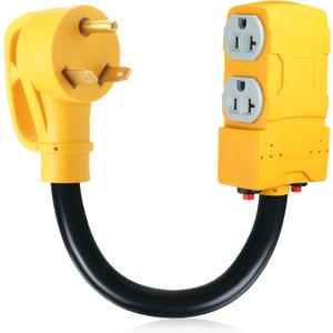 Kanayu 1.8 FT 30 to 20 Amp 110V RV Generator Distribution Adapter Compatible with NEMA TT-30P to NEMA 4X 5-20R/ 5-15R, 3 Prong RV Generator to Four Household Outlet with 20 Amp Circuit Breaker