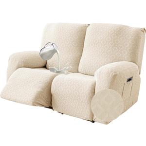 Gennia Waterproof Recliner Loveseat Cover,Stretch Reclining Sofa Covers with Pockets,Washable Lazy Boy Recliner Slipcovers,Leakproof Couch Protector for Kids, Pets, Dog and Cat (2 Seat, Beige)