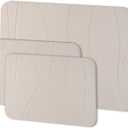Stone Bath Mat, Diatomaceous Earth Shower Mat, Set of 3, Non-Slip Super Absorbent Quick Drying Bathroom Floor Mat, Greyish White