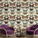 Affrolling Vintage Butterfly Peel and Stick Wallpaper, 15.75"x118" Boho Removable Waterproof Vinyl Renter Friendly Adhesive Wall Paper Contact Paper for Cabinet Drawer Wall Decor