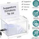 10 Pcs Acrylic Donation Boxes with Lock Sign Holder and Slot
Ballot Box for Voting, Raffle, Secure Donation Container for Fundraising, Tip Jar, Suggestion Card Holder Included