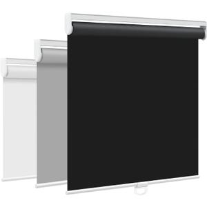 SEEYE Cordless Roller Shades for Windows, 100% Blackout Window Blinds for Privacy & UV Protection, Pull Down Room Darkening Door Blinds, Easy to Install for Home and Office (20" W x 72" H, Black)