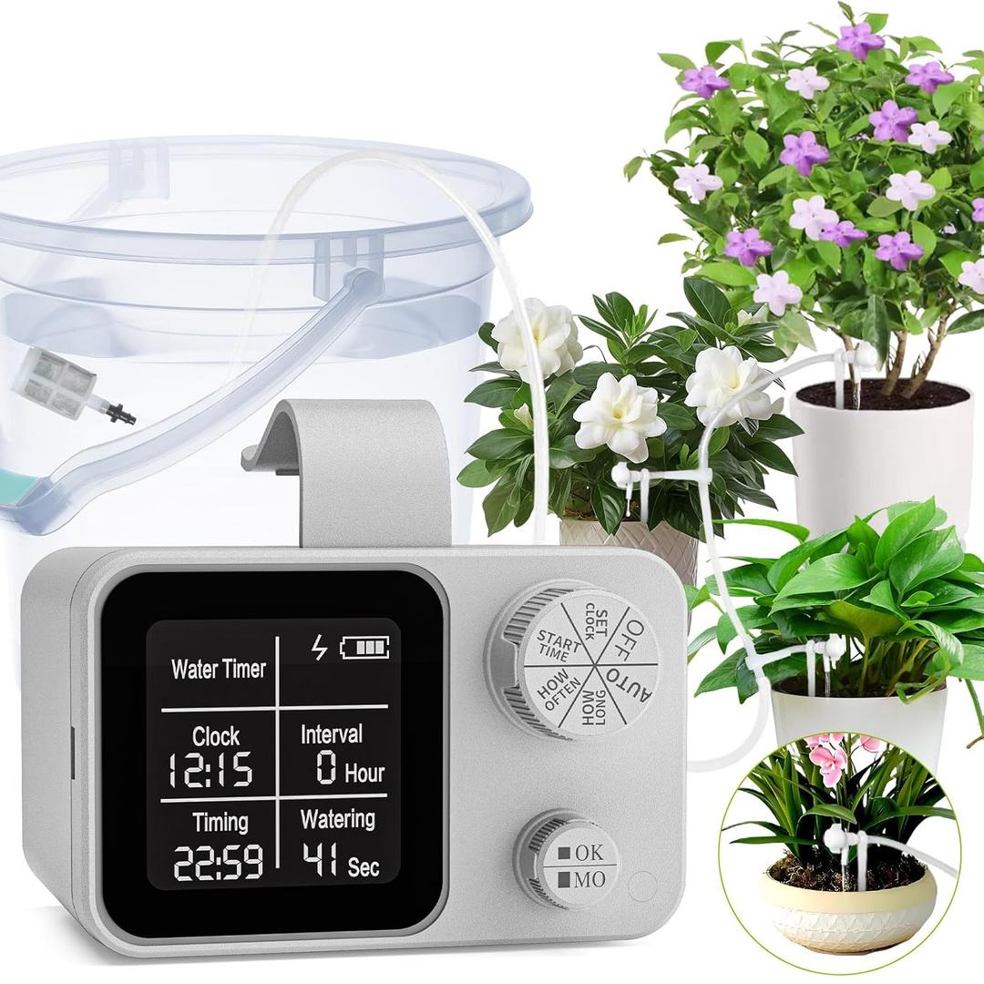 Automatic Plant Waterer Indoor Plant Watering Devices System, Self Drip Irrigation System Kit for Indoor Outdoor Garden, Adjustable Drippers, Water 15 Plants