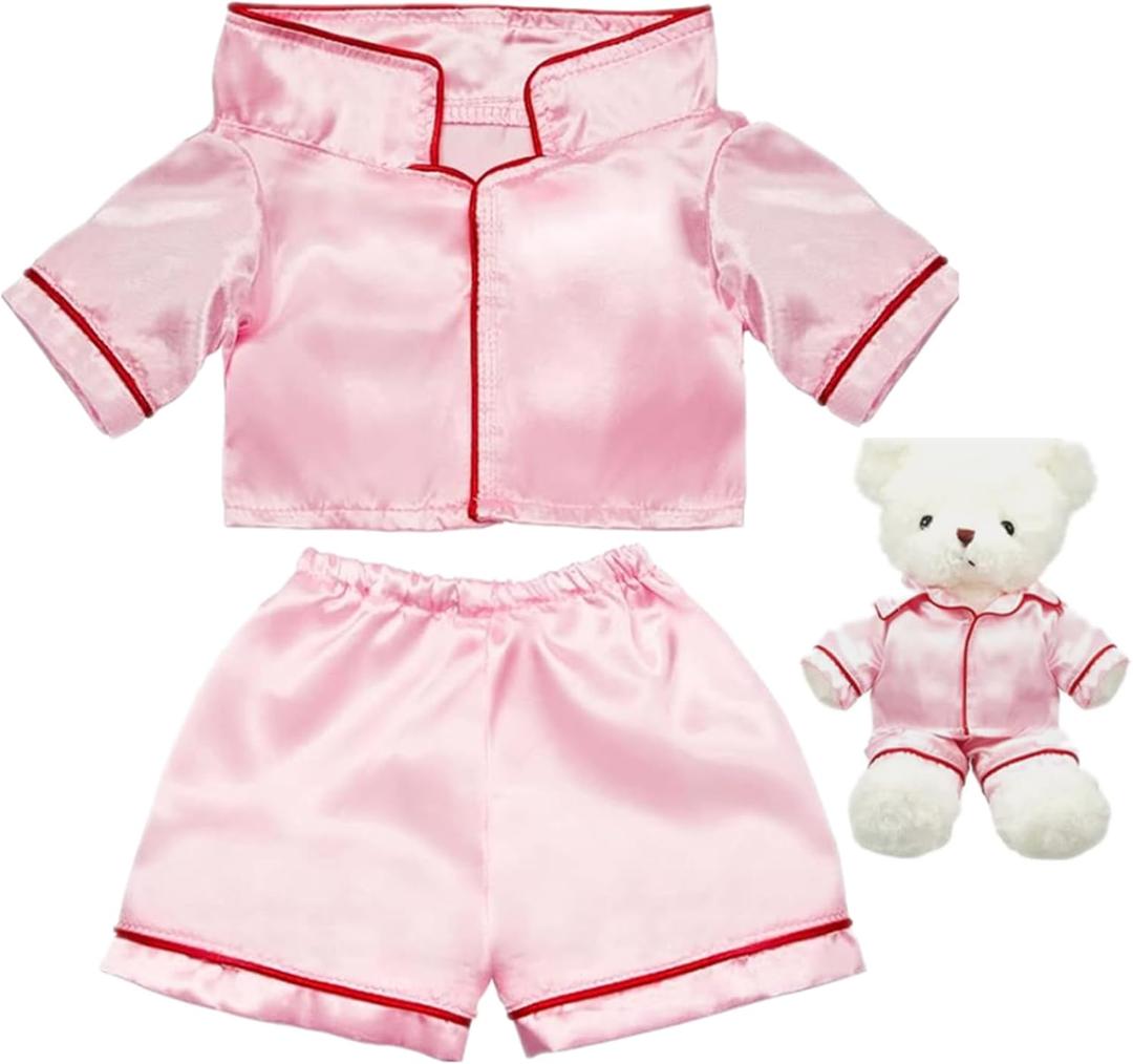 Skicuff 2 Pcs Bear Clothes Outfit Fit Most 12-16 Inch Stuffed Clothing Cute Plush Doll Clothes Plushy Bear Pajamas for Stuffed Make Your Own Plush Bears(Solid Style,Pink)