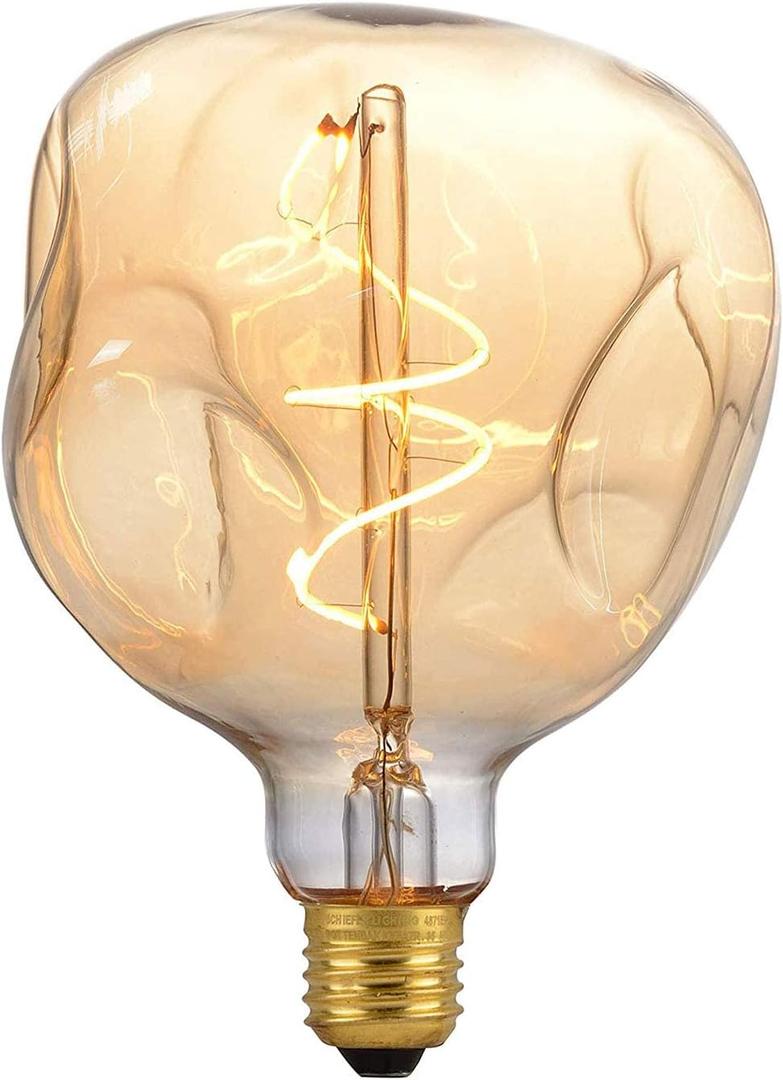 OMED S125 Oversized LED Edison Bulb Large, 5 Watt 400 Lumens 2200k Warm Yellow Large Edison Light Bulb, Amber Glass Decorative Big Globe Dimmable E26 Bulbsfor Pendant Lighting, 1 Pack
