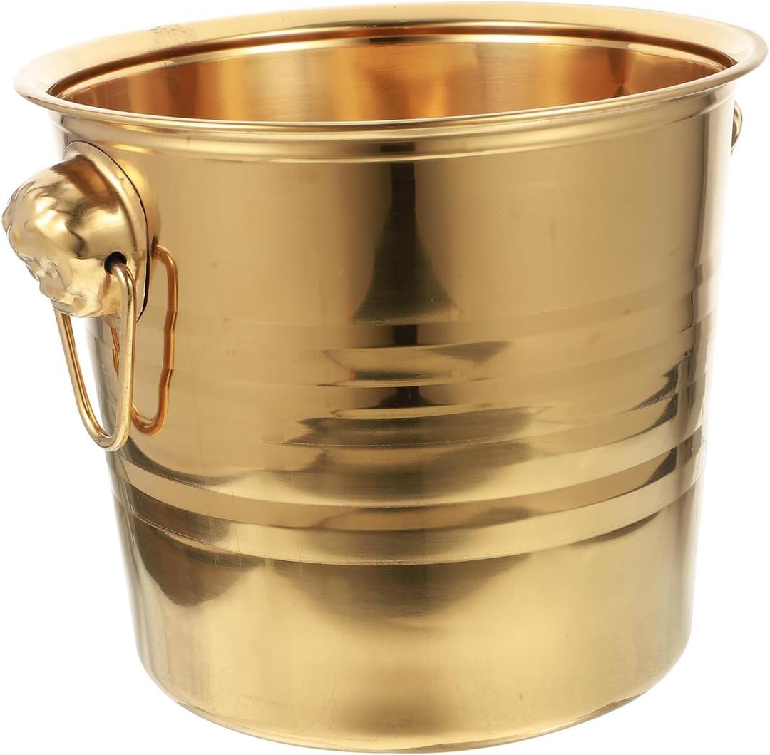 BESTOYARD 7.3Qt Stainless Steel Ice Bucket with Tiger Head Handles, Large Capacity for Home, Bar, Party, Beer, and Wine Cooling