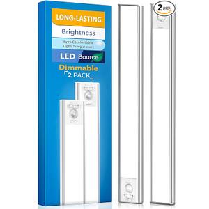 Under Cabinet Lighting, LED Motion Sensor Light Indoor, Lights Battery Operated, Stick On Magnetic Wireless Dimmable Under Counter Lights for Kitchen(2 Pack), 8 inch.