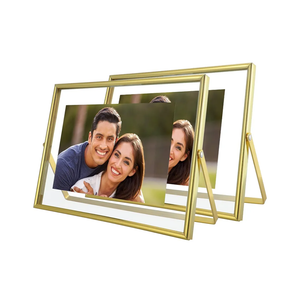 Gold Floating Frame (6"x8", Horizontal), 2 Set, For Picture 5x7, 4x6, 3.5x5, Tabletop Shelf Photo Frames, Home or Office Decor, Classy For Father's Day, Birthday or Wedding