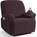 TAOCOCO Oversized Recliner Chair Covers, 1 Seater Streach Recliner Covers Soft Couch Protector Furniture Protector Covers with Elastic Chair Cover Jacquard Pattern (Chocolate)