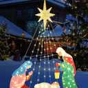 6FT Nativity Sets for Christmas Decoration Outdoor,200 LED Lights, Stable & Heavy Duty Iron FrameExtra Metal Stakes,Christmas Nativity Sets are Suitable for Various Occasions