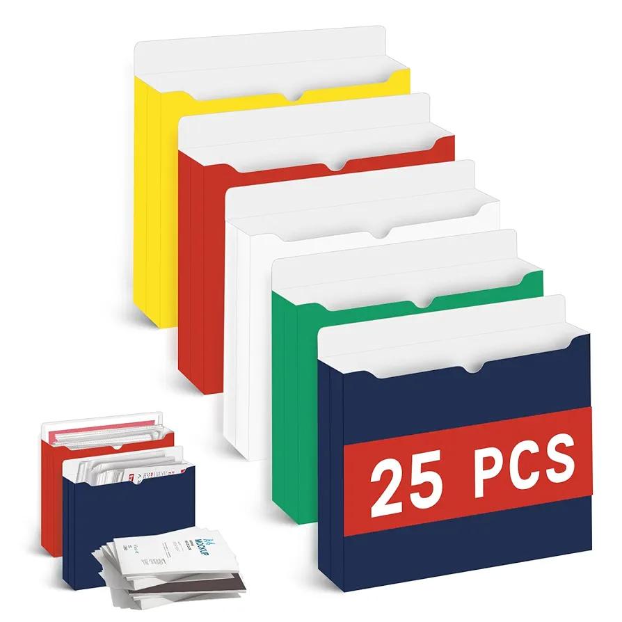 Zzrywuty 2-Inch Expandable File Folders, Letter Size, Expansion File Jackets for Documents, Multi Colored Expanding File Folders for School, Office, Business (25 Packs)