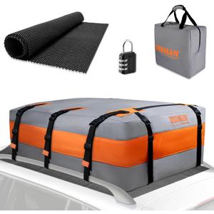 Car Rooftop Cargo Carrier Bag  20 Cubic Feet Waterproof Heavy Duty 900D Roof Bag for All Vehicles SUV with/Without Roof Rack, Car Storage Bag with Anti-Slip Mat, 6 Hooks & Luggage Lock