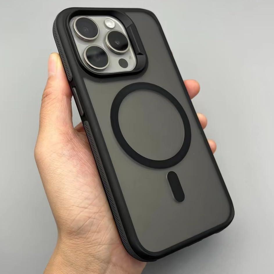 Bicolour Magnetic Case for iPhone 15 14 13 12 Pro Max [Compatible with MagSafe] Millitary Shockproof Translucent Hard Heavy Duty Matte Anti-Fingerprint Cover (Black,for iPhone 13 Pro Max)