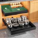 2 Pack Pull out Cabinet Organizer, Expandable Width(14"-24"), Depth(13"-24") with 3 Rails, Slide Out Drawers With Raising Pad for Framed Cabinets, with Adhesive Film for Cabinets in Kitchen, Black