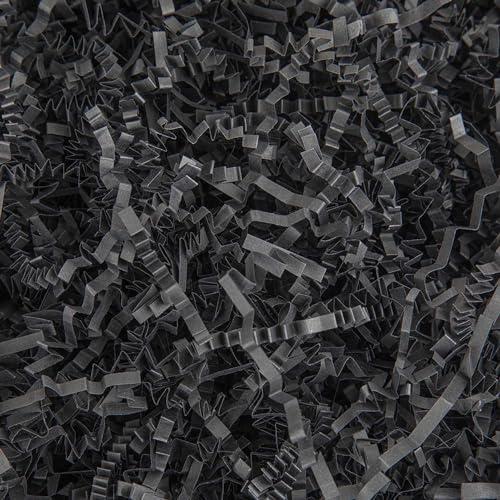 Caleihd 1/2 LB Crinkle Cut Paper Shredded Filler Paper for Gift Baskets Gift Box Confetti Shreds Decoration Stuffing for Birthday, Weddings, Anniversaries, Christmas Wrapping Black