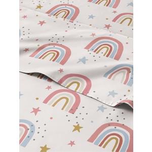 Kids Full Size Rainbow Bed Sheets - 4 Piece Kids Rainbow Sheet Set - Star Theme Bedding - Ultra-Soft, Cute & Cozy - Breathable & Machine Washable - Colorful Bed Set for Boys, Girls, Teens & Toddlers