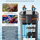 VEVOR 343GPH Canister Filter, 4-Stage External Aquarium Filter with Timed Light, Powerful Pump, Water Circulation Cleaning with Media for Large Fish Tanks & Aquariums Up to 125 Gallons, for Freshwater
