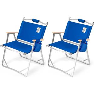 Lightweight Camping Chairs 2 Pack | Portable Folding Chair | Beach Chairs | Stylish Design with Wood Handles | Heavy Duty 330 lbs | Ultralight 5 lbs | Picnic, Concerts, BBQ