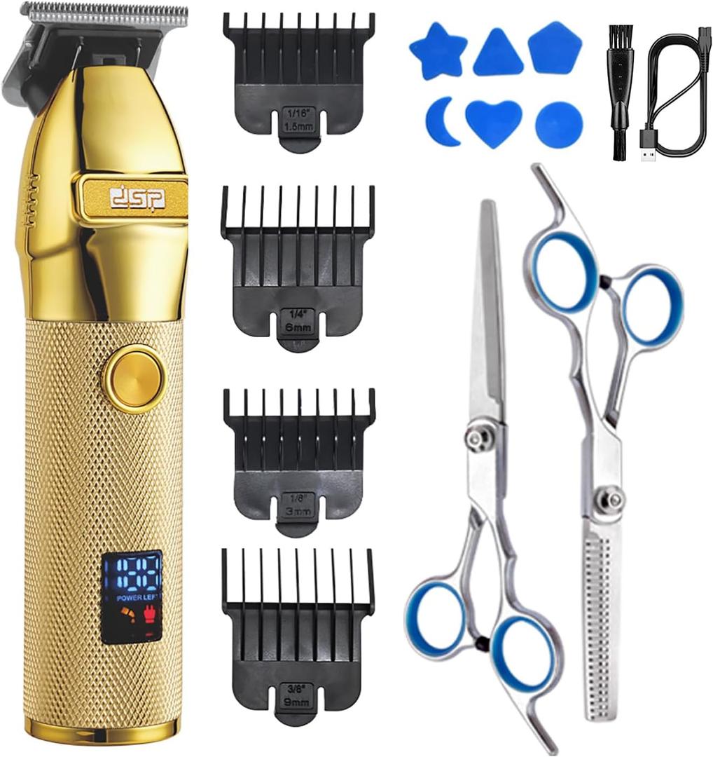 DSP Hair Trimmer Beard Trimmer for Men with LED Display Rechargeable Hair Cutting Machine (Gold) (90395-1)