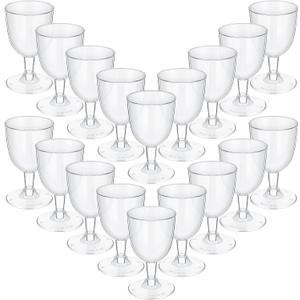 48 Pcs Disposable Plastic Glasses 5 oz Party Cups Hard Plastic Drinking Glasses with Stem Stackable Stemmed Goblets for Champagne Dessert Wedding Home Toasting(Clear)