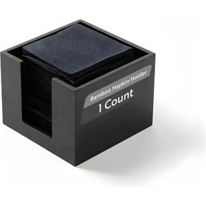 Restaurantware 5.5 x 4 Inch Cocktail Napkin Holder 1 Square Flat Napkin Holder - For Bars Kitchen Tables or Countertops Sturdy Black Bamboo Tissue Napkin Holder Dining Room Decor