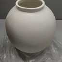 White Ceramic Vase - Large 10.8 Inch Round Floor Vase for Centerpieces, Farmhouse Flower Vases, Rustic Minimalist Home Decor (Sandstone White)