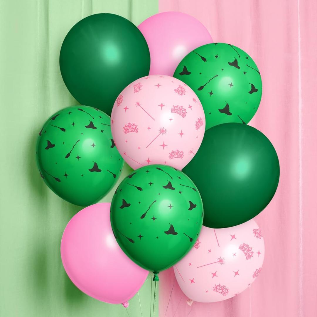xo, Fetti Pink + Green Witch Latex Balloons - 24 pk, 12" | Birthday Decorations, Kids Wizard Decor, Bachelorette Supplies, Girls Party Favor