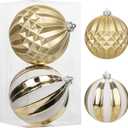 Briful 6'' Extra Large Christmas Ornaments for Trees Decorations, 2PCS Gold Oversized Shatterproof Hanging Balls for Xmas Winter Holiday Wedding Decor, Outdoor&Indoor Decorations