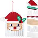 24 Pack Santa Claus Stick Craft kit Wooden Christmas Ornament Santa Arts and Craft Winter Ornaments for Xmas DIY Classroom Home Activities