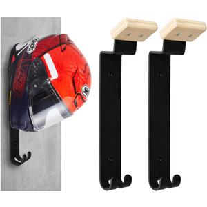 Heavy Duty Helmet Rack Wall Mount with Extra Long Hooks 2 pcs - Motorcycle Helmet Holder Organizer for Oversized Helmets, Motorcycle Accessories Display Stand Garage Entryway