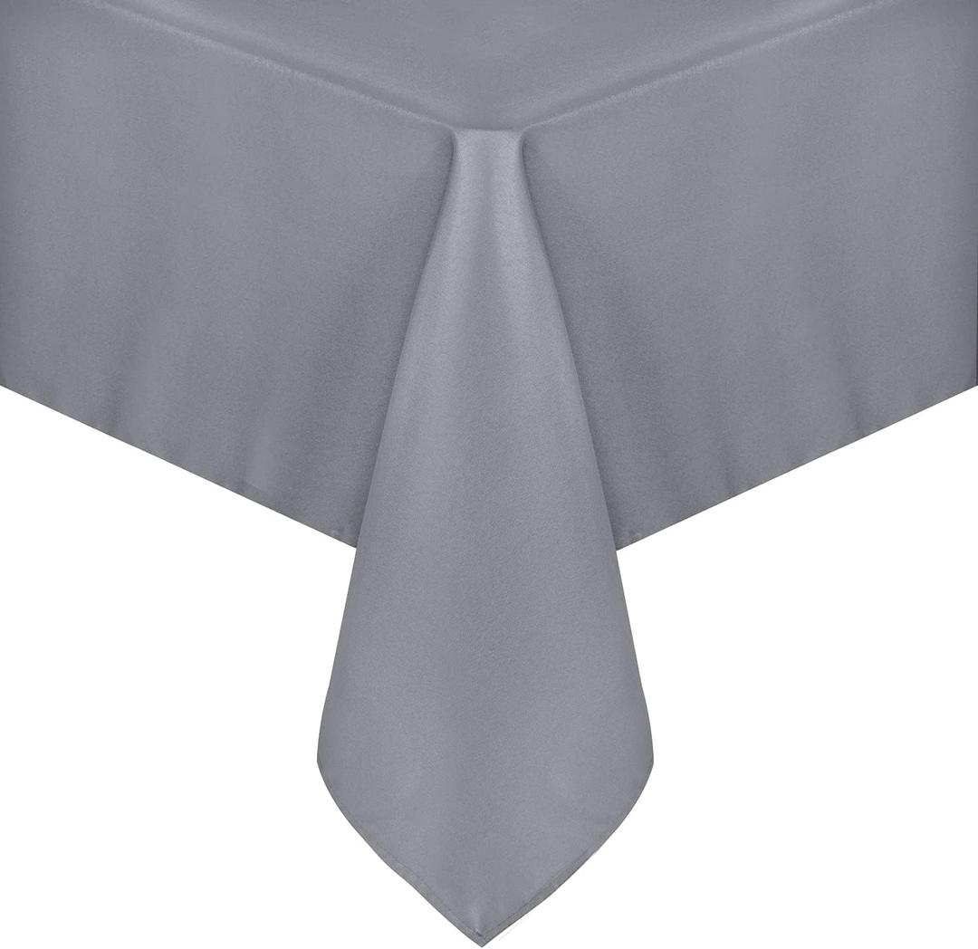 sancua Rectangle Tablecloth - 60 x 84 Inch - Stain and Wrinkle Resistant Washable Polyester Table Cloth, Decorative Fabric Table Cover for Dining Tables, Buffet Parties and Camping, Light Grey