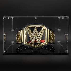 Acrylic Championship Belt Display Case – 3mm Clear Acrylic with Built-in Wrestling Belt Stand, Large 21.8" x 15.9" x 13.2" Showcase Box, Durable Corner-Connector Design – Fits Most Championship Belts