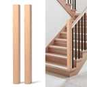 tonchean 2Pcs Solid Red Oak Stair Newel Post, 3.5 x 48 inch Wood Balusters with a Single Groove for Staircase, Interior Railing Newels for Stair Replacement