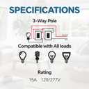 2 x Thunderway 3 Way Decorator Light Switch- Electrical Rocker Paddle Wall Switch, 15 Amp 120V/277V Modern On and Off Switches, Residential Grade, UL Listed, Matte White10 Pack