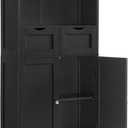 Iwell Tall Storage Cabinet, Black Storage Cabinet & Adjustable Shelves, Bathroom Cabinet for Living Room, Dining Room, Entryway, Black
