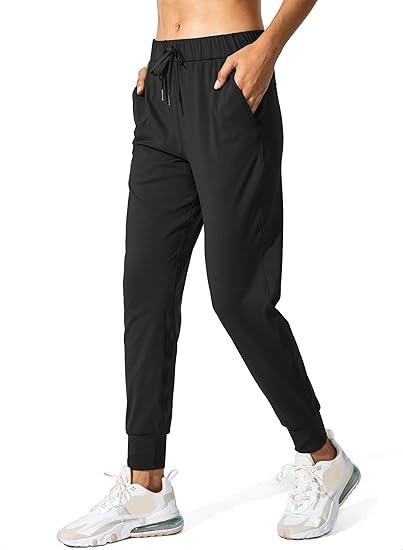 SANTINY Women's Joggers Pants Pockets Drawstring Running Sweatpants for Women Lounge Workout Jogging, M, Black