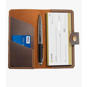Leather checkbook holder, Checkbook cover handmade, For Women and Men, Christmas gifts (Brown)