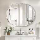 Pregaspor Single Beveled Edge Bathroom Vanity Mirror, 30" x 36" Oval Wall Mirror, Shatterproof Frameless Mirror for Over Sink, Restroom (36"L x 30"W)