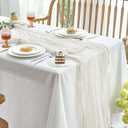 IVAPUPU 2 Pcs Cheesecloth Table Runner - 10ft Ivory White Boho Gauze Cheese Cloth Table Runners for Baby Shower Decoration Wedding Party Summer Garden Farmhouse