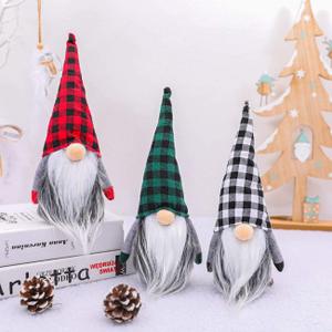 Gnomes Christmas Decorations 3PC Handmade Santa Scandinavian Tomte Plush Gnom, Home Tabletop Ornaments Christmas Gnome Decor for Adults. (All in One)