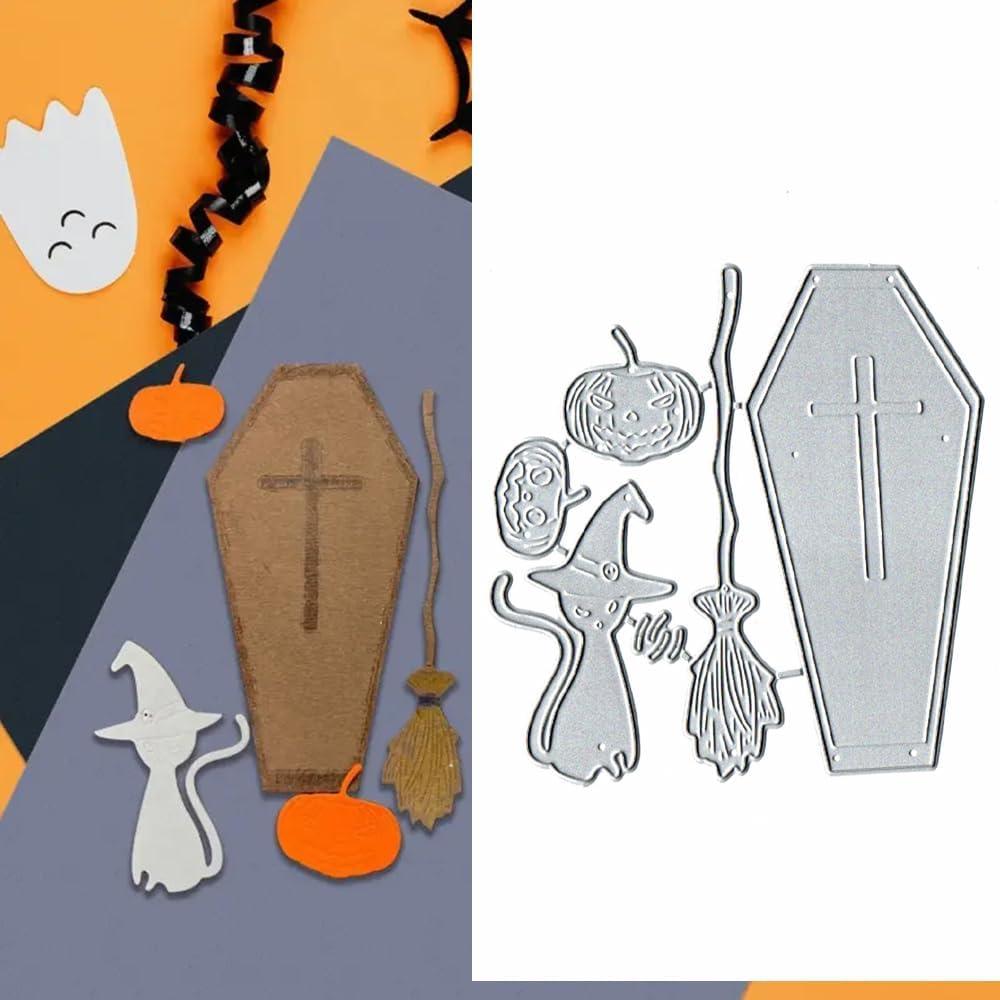 Halloween Hat Cat Dies Metal Die Cuts, Halloween Hat Cat Cutting Dies Cut Stencils for DIY Scrapbooking Cards Photo Album Decorative Embossing Paper Dies for Scrapbooking Card Making