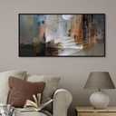 Yiijeah Abstract Wall Art for Liiving Room Large Framed Artwork for Walls Mud-brown Canvas Decor Prints Pictures Bedroom Office Home Decor 40x20 Inches